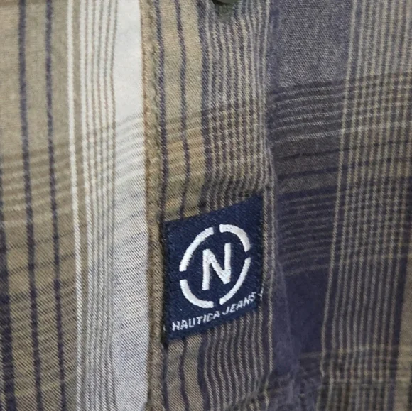 Nautica Jeans Co  Boys Blue Plaid Button Down Long Sleeve Shirt Size S - Picture 3 of 10